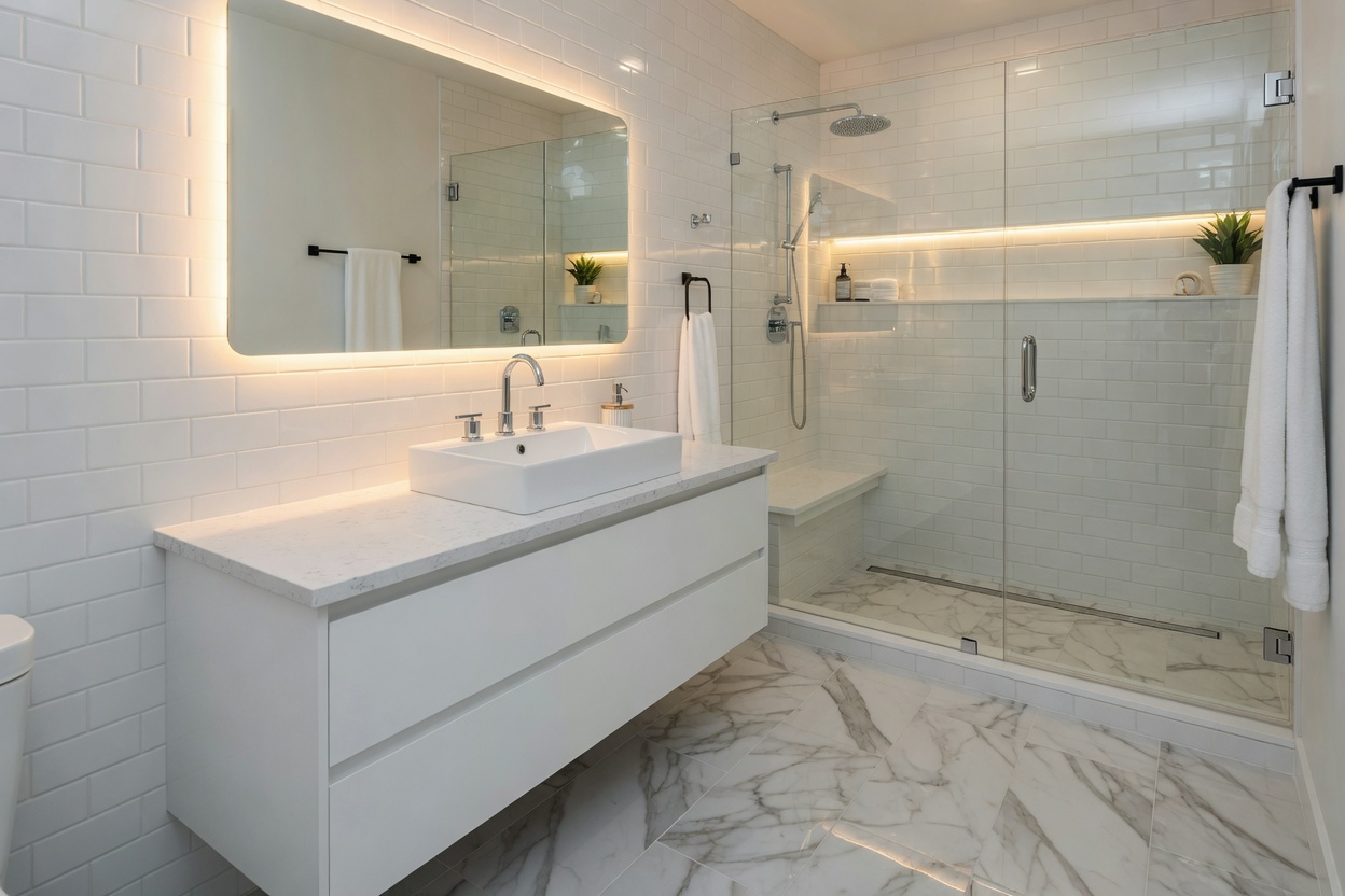 Finished bathroom remodel by Atlanta bathroom remodelers