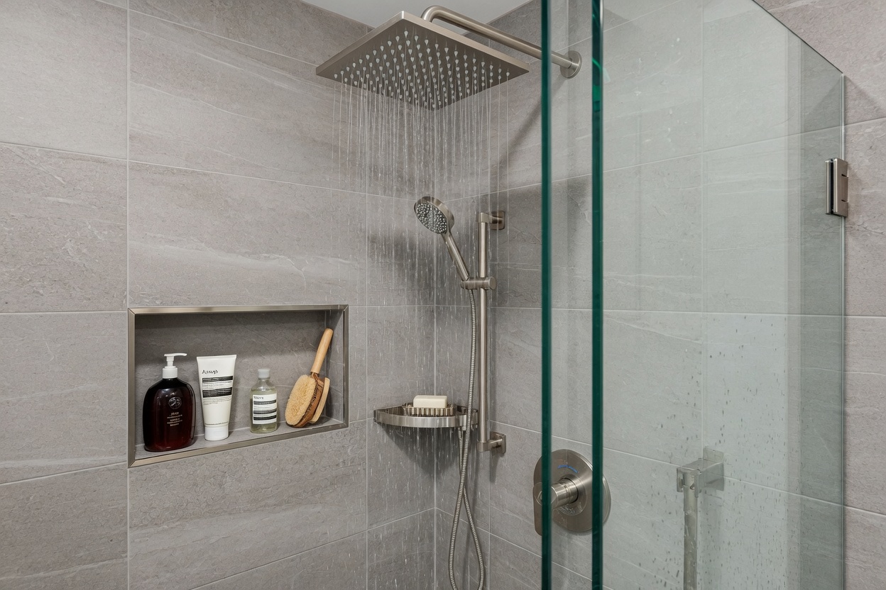 Walk-in shower detail from an Atlanta bathroom remodelers project