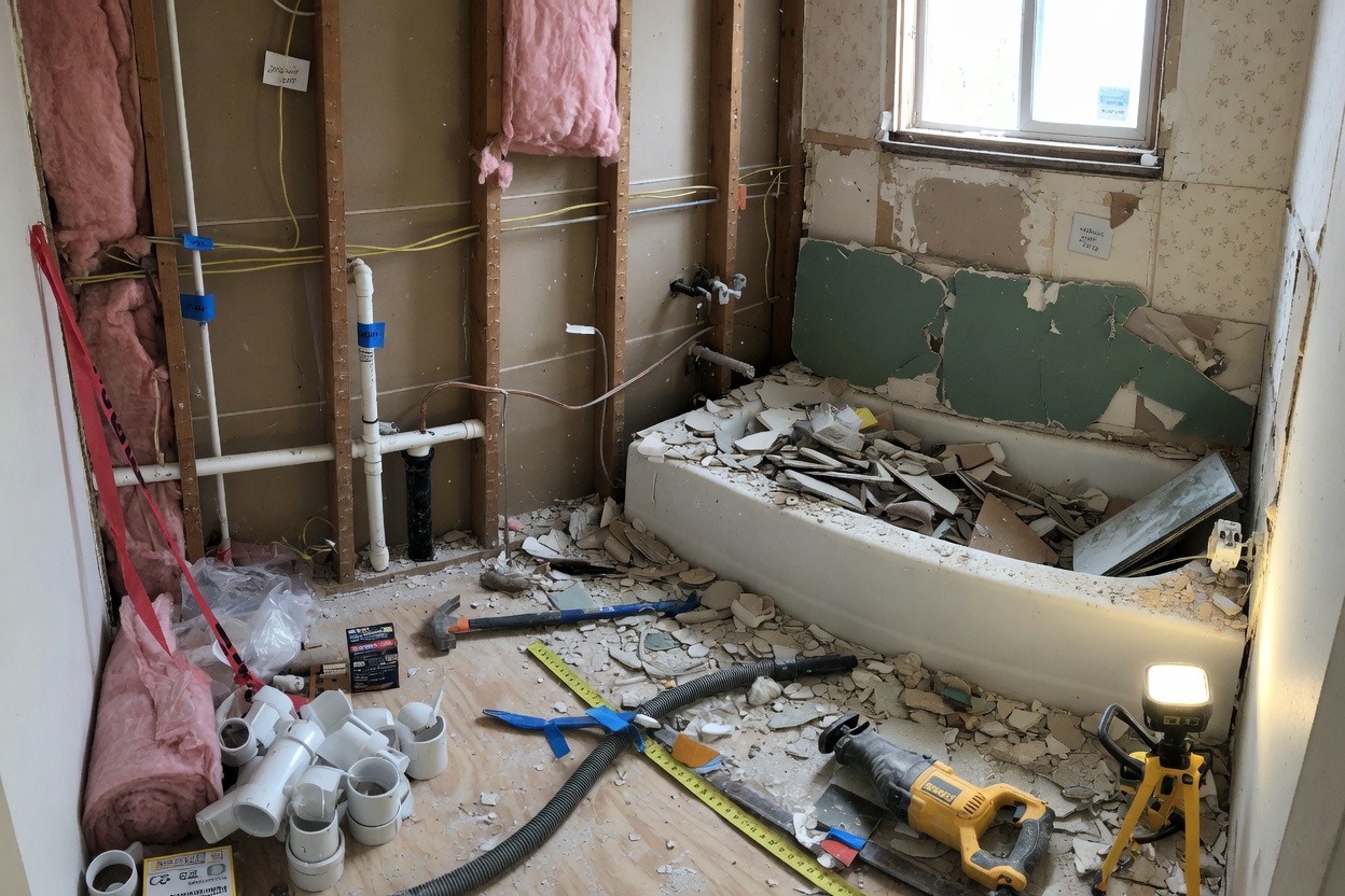 Bathroom renovation in progress for Atlanta remodelers